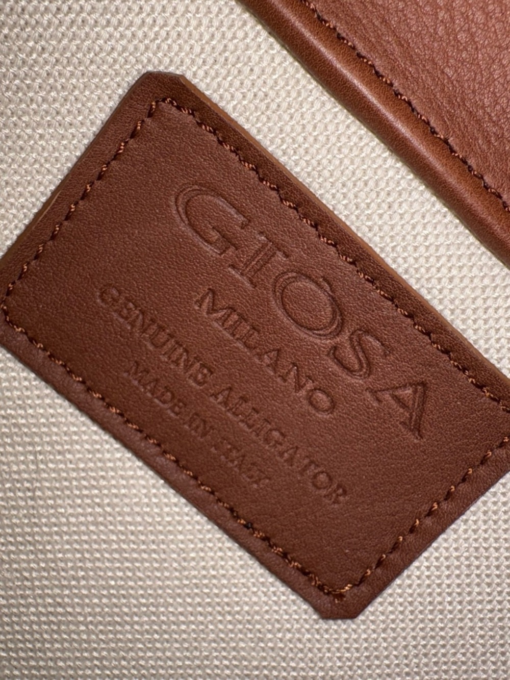 Giósa Milano Woven Rattan Tote with Brown genuine alligator leather - Picture 4 of 8